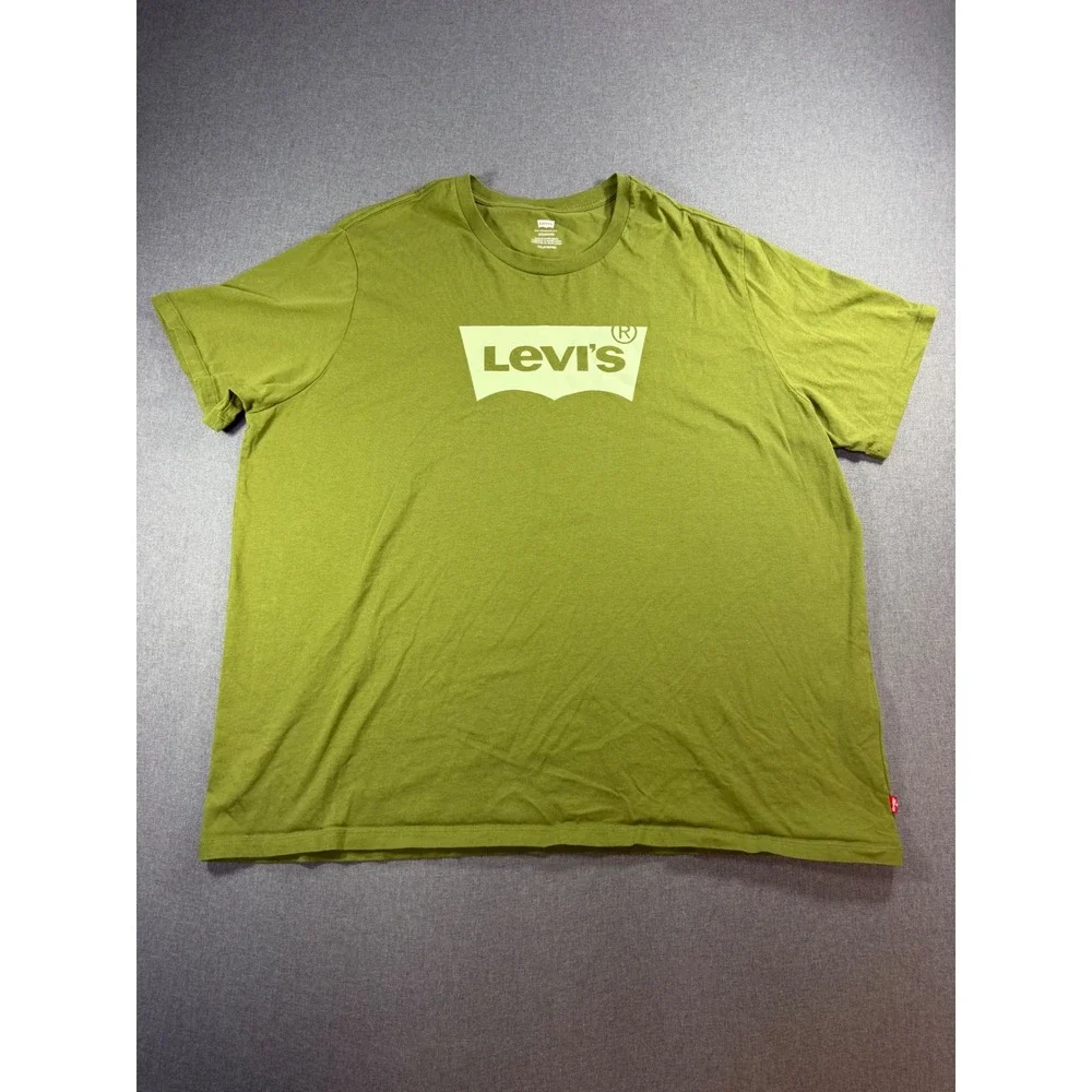 Levis Mens Olive Green Graphic Batwing Logo T-Shirt Size 3XL Short Sleeve Tee